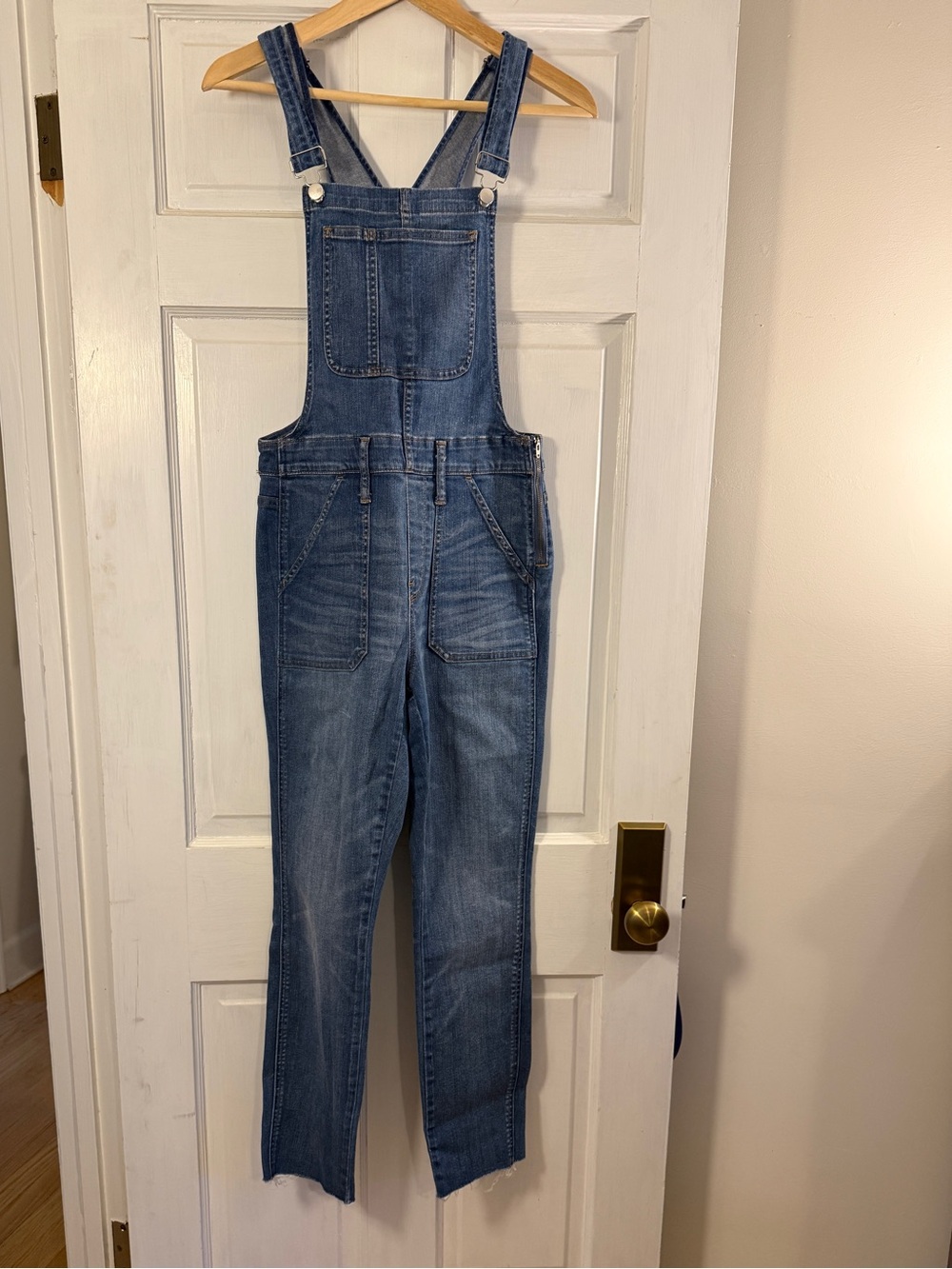 Madewell Blue Denim Straight Overalls